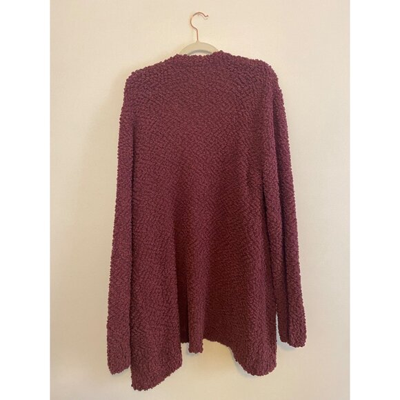 Zenana Soft Burgundy Open Front Textured Cardigan With Pockets Size XL - Picture 6 of 6